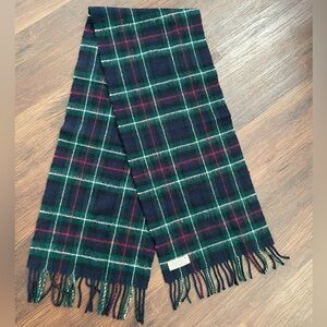 John Hanly Scarf Mens Multicolor Plaid 100% Lambswool Woven Ireland 58x11”